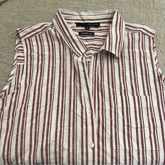 Sleeveless Tie Front ,Stripe Linen/Cotton Summer blouse , Sz XL - Picture 7 of 8